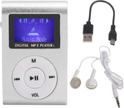 Portable Mini MP3 Player with Sports Clip, LCD Screen & Earphones – Silver