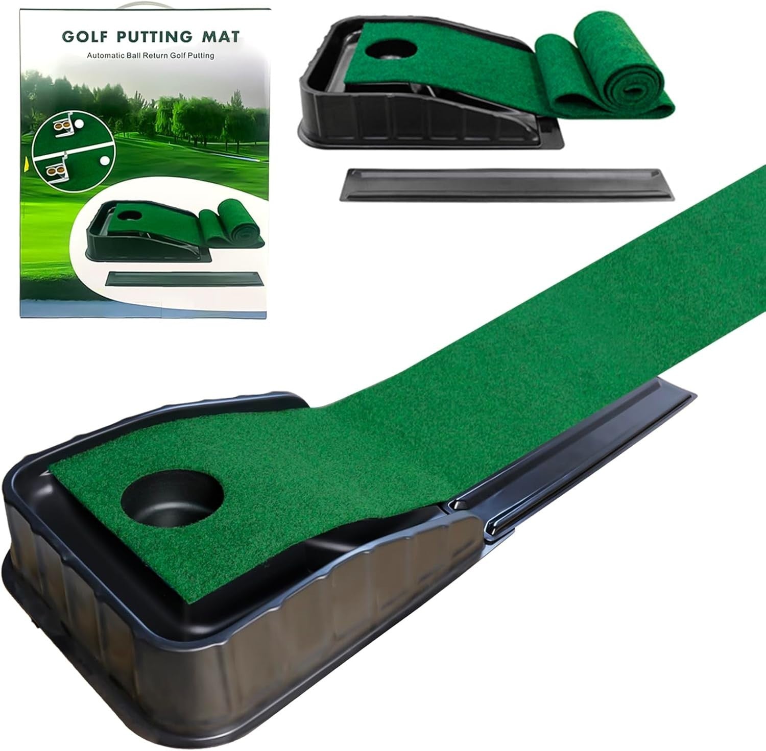 Golf Putting Mat Automatic Ball Return Indoor Outdoor Training Green