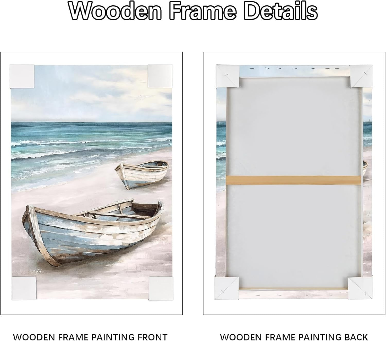 Blue White Sea Boat Canvas Wall Art 40x60cm Framed Coastal Decor