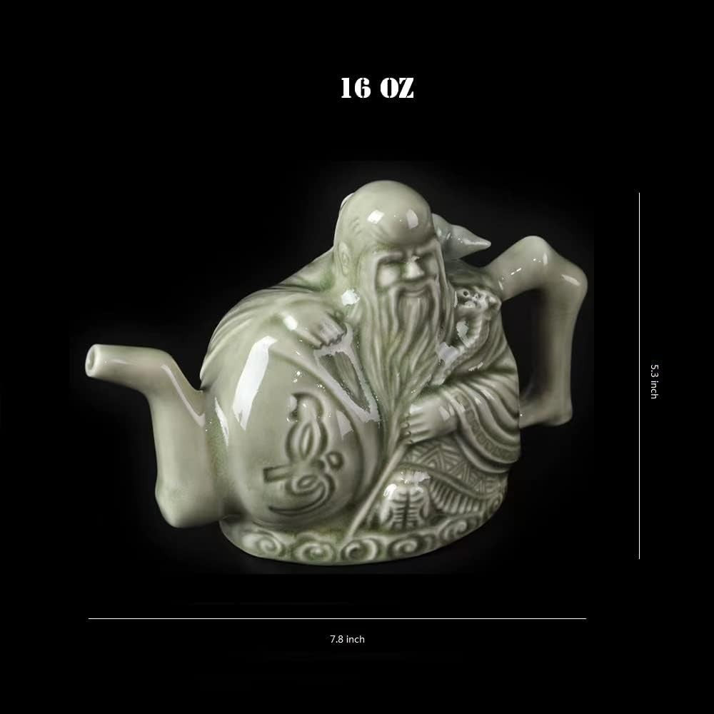 Magic Ceramic Teapot Secret Compartment Tea Kettle 16oz Dual Pour Pot