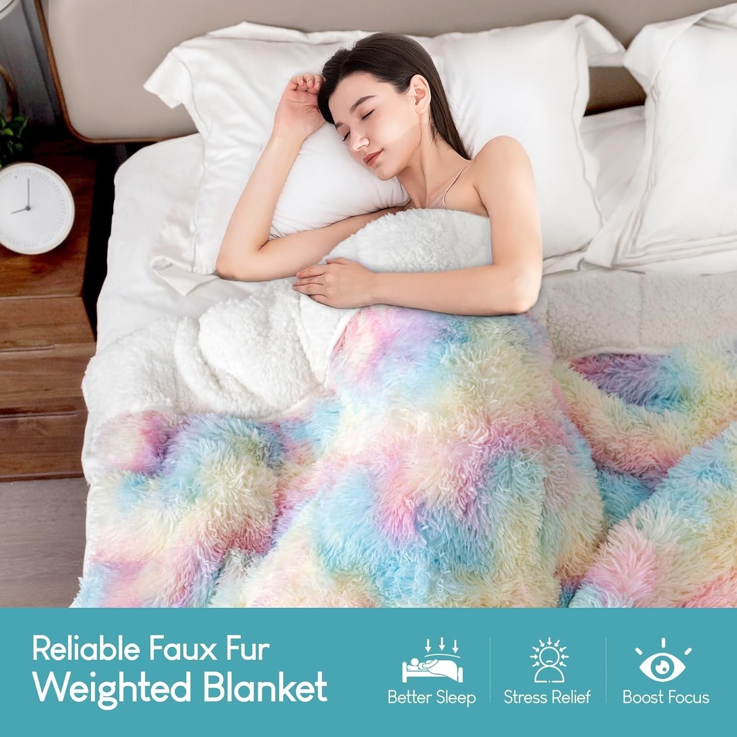 12lbs Weighted Blanket Teal Green 48x72" Sherpa Faux Fur Reversible