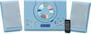 Wall Mount CD Player Stereo System USB MP3 FM Radio Alarm Remote Control Blue