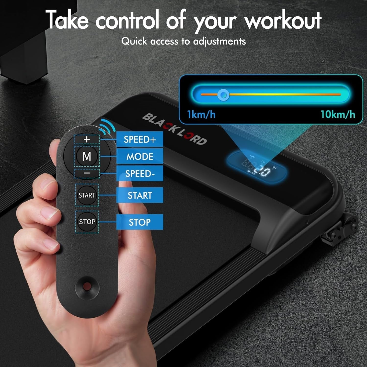 9% Incline Under Desk Treadmill 3.2HP Foldable Running Machine
