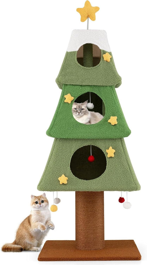 Christmas Cat Tree Tower 160cm Green Festive Multi-Level Condo Scratcher