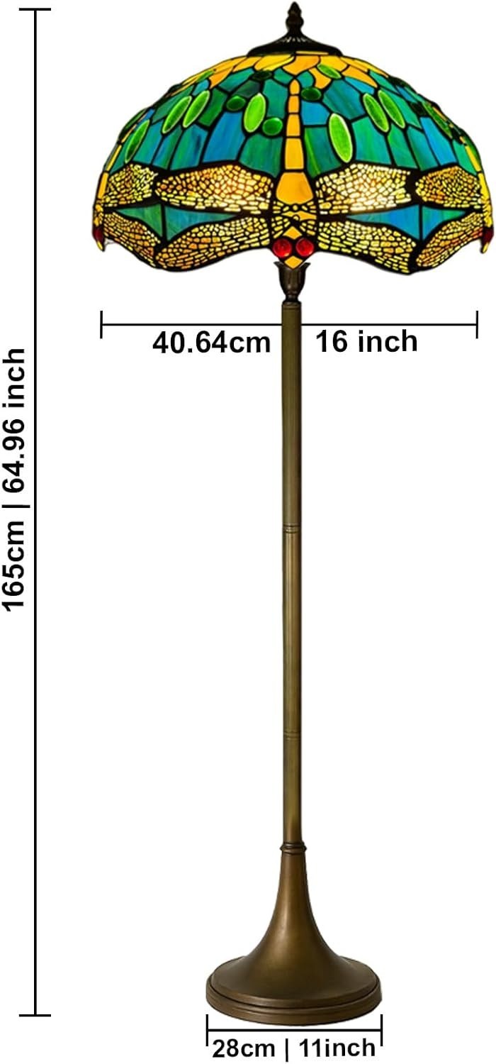 Handcrafted Stained Glass Floor Lamp 16in Tiffany Antique Style Home Light