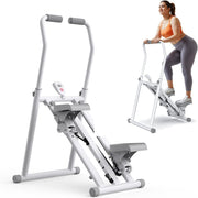 Foldable Stair Climber w/ LCD Monitor, 3 Resistance Levels & Adjustable Pedals