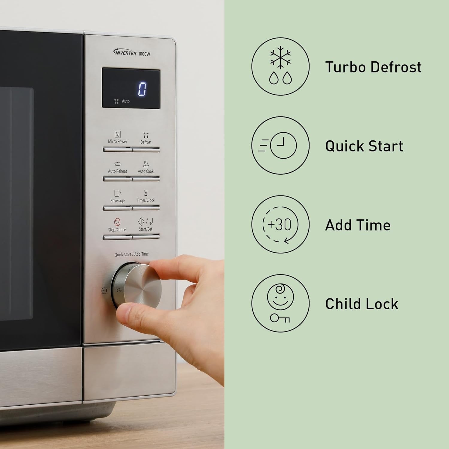 Panasonic 29L 1000W Solo Microwave 11 Auto Programmes Silver Stainless
