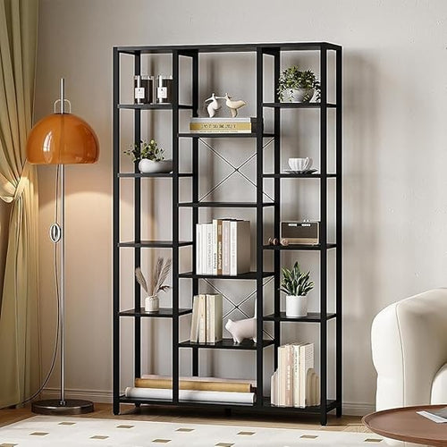 Modern 6 Tier Metal Frame Bookcase – Adjustable Open Shelves Storage Unit 170cm