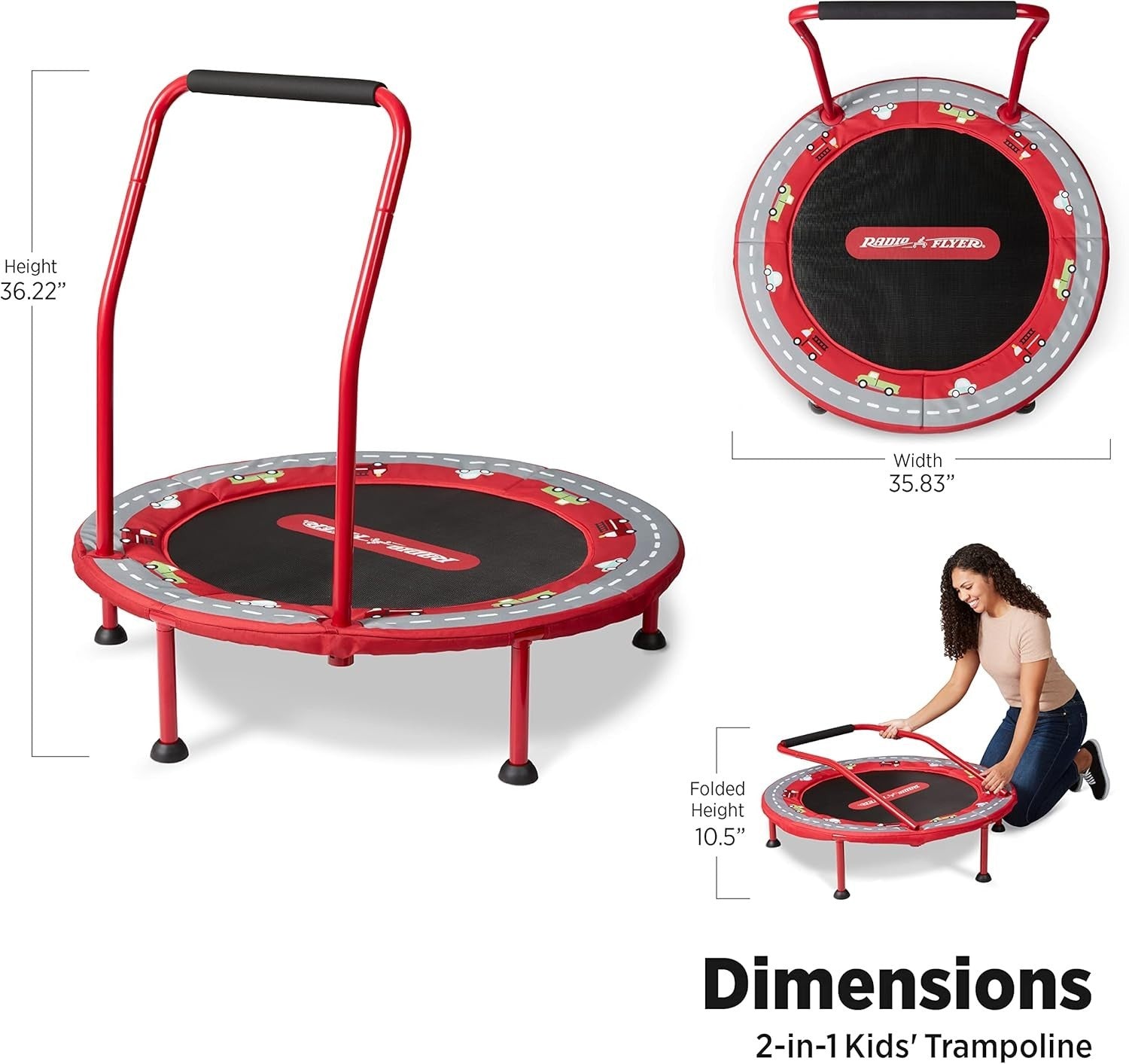 2-in-1 Toddler Trampoline Play Mat Indoor Jumper Handle 55LB