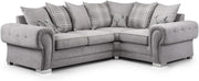 4 Seater Grey Fabric 2C1 Right Hand Corner Sofa with Plush Cushions