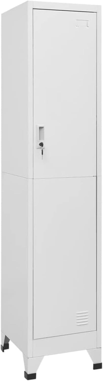 Grey Metal Locker Cabinet 1 Door Lockable Storage Cupboard Office Gym 180cm