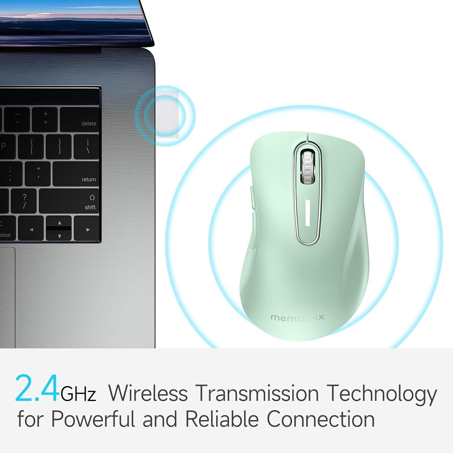 Mint Green Wireless Mouse 1400 DPI USB 2.4G 5 Button Laptop PC