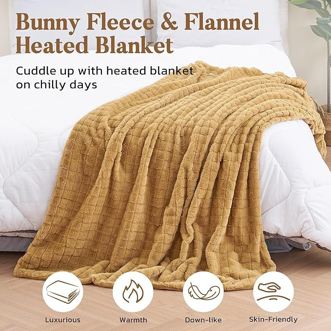 Electric Heated Throw Blanket 130x180cm Auto Shut Off Soft Fleece Sofa