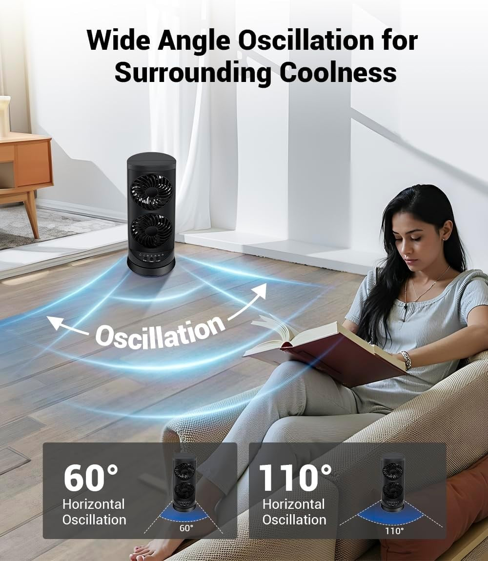 42-Inch Tower Fan – Quiet Oscillating Cooling Fan w/ Remote Timer & LED Display