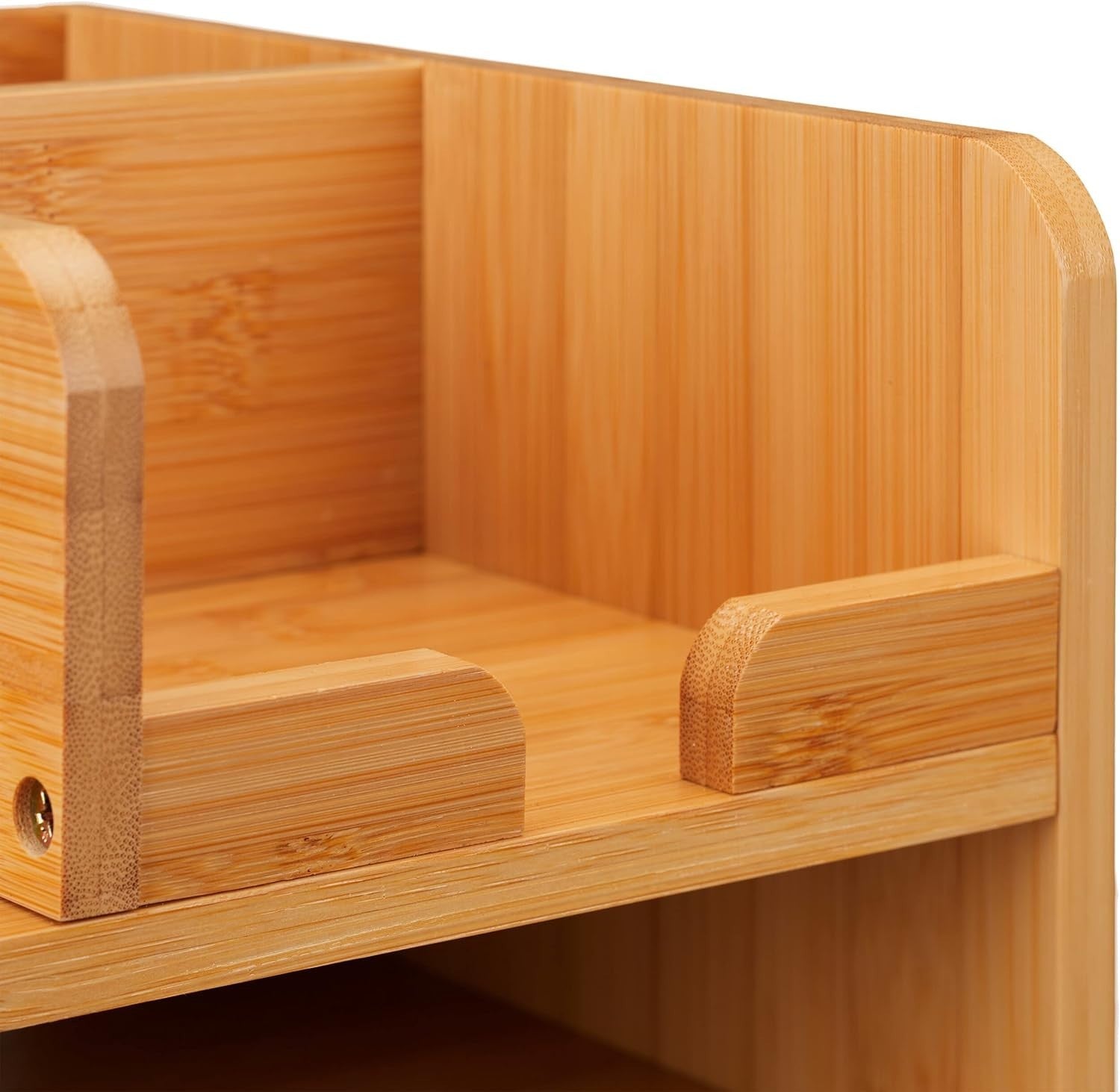 Bamboo Desk Organizer with 2 Drawers & 5 Compartments 33x24x26.5cm