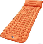 Orange Inflatable Camping Sleeping Pad – Foot-Pump, Portable, 190x120x5cm