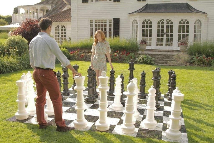 Giant Outdoor Chess Set 90cm King Pieces Garden Family Game Jumbo Size