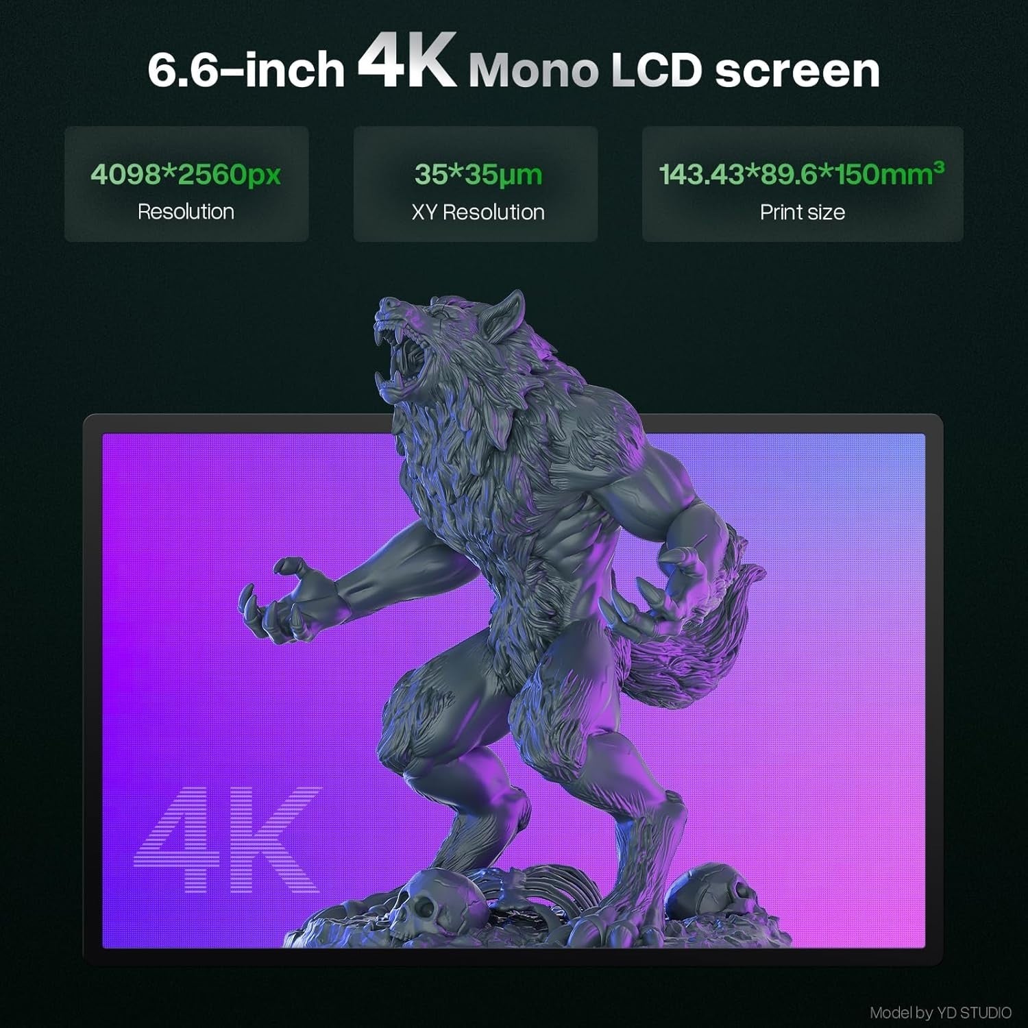 4K Resin 3D Printer Auto Level MSLA Beginner Desktop High Detail