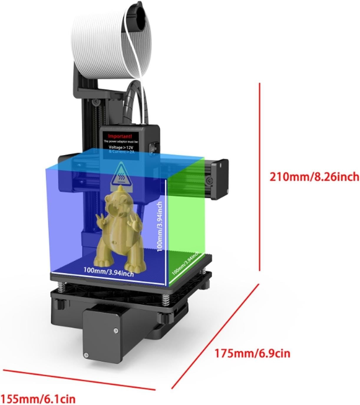 Portable Mini 3D Printer Easy Use 100x100x100mm PLA Magnetic Platform GB