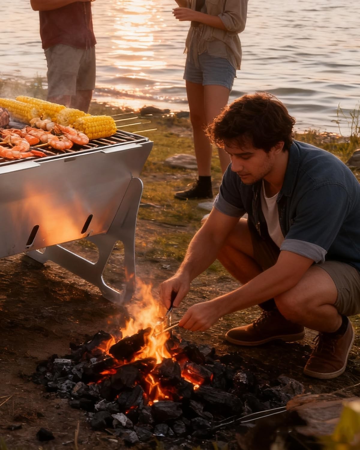 Portable Stainless Steel Mini Camping BBQ Grill Foldable Charcoal Fire Pit