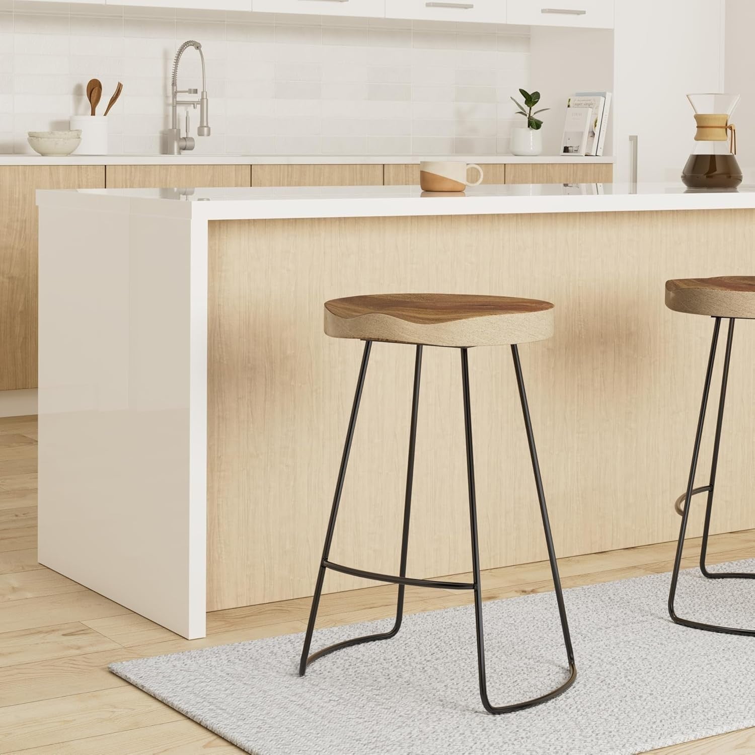 Designer Kitchen Bar Stool | Black Frame 70cm High Pub Chair
