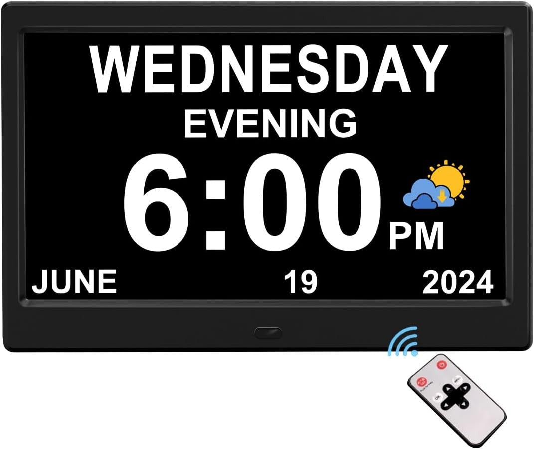 10.1” Dementia Digital Clock Large Day Date Display Dimming Elderly