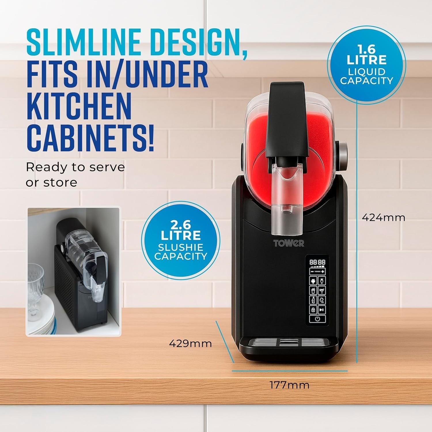 Frozen Drink Slushie Maker Machine w/ Digital Display 220W Black