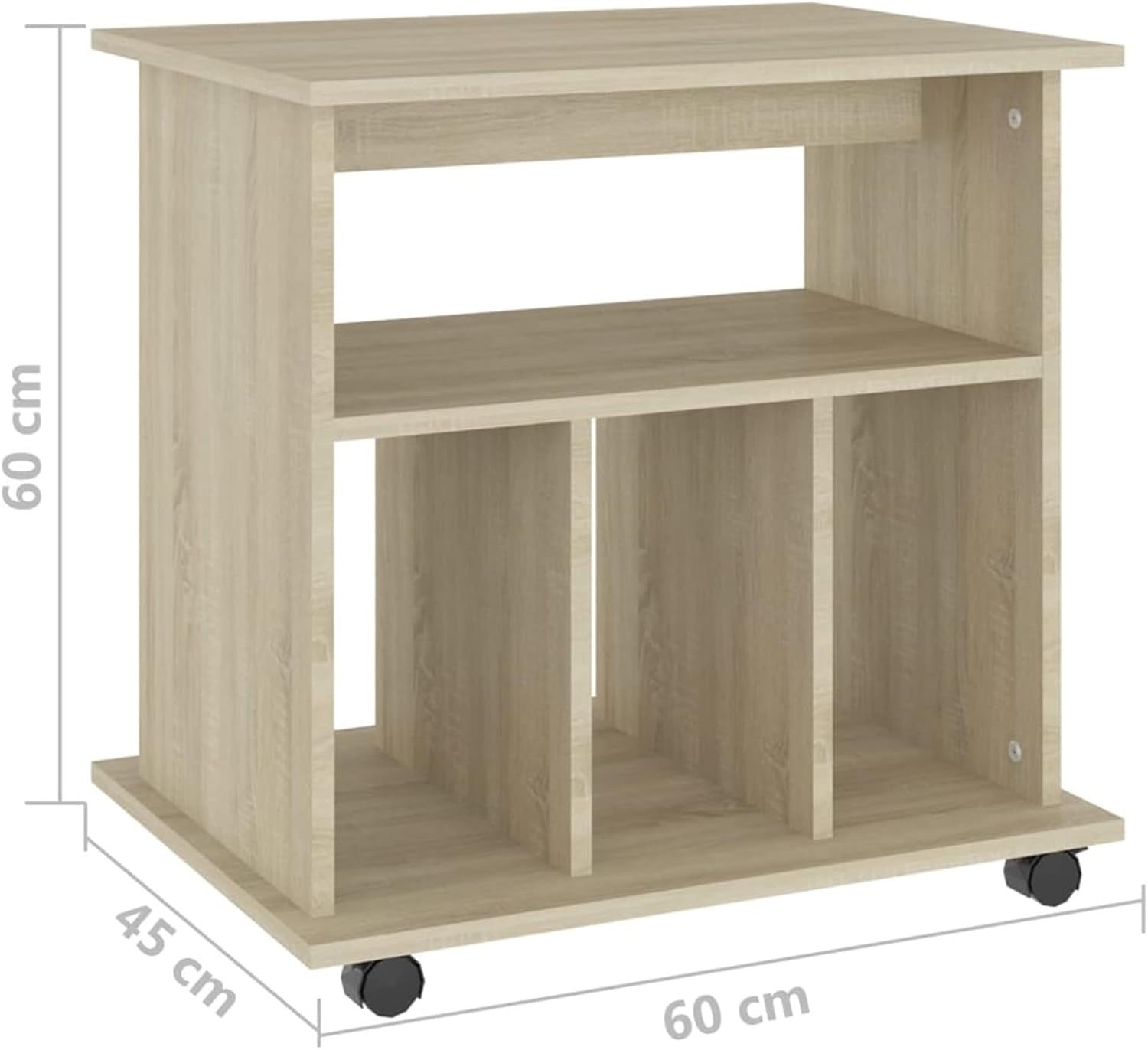 Sonoma Oak Rolling File Cabinet Wooden Under Desk Storage Unit