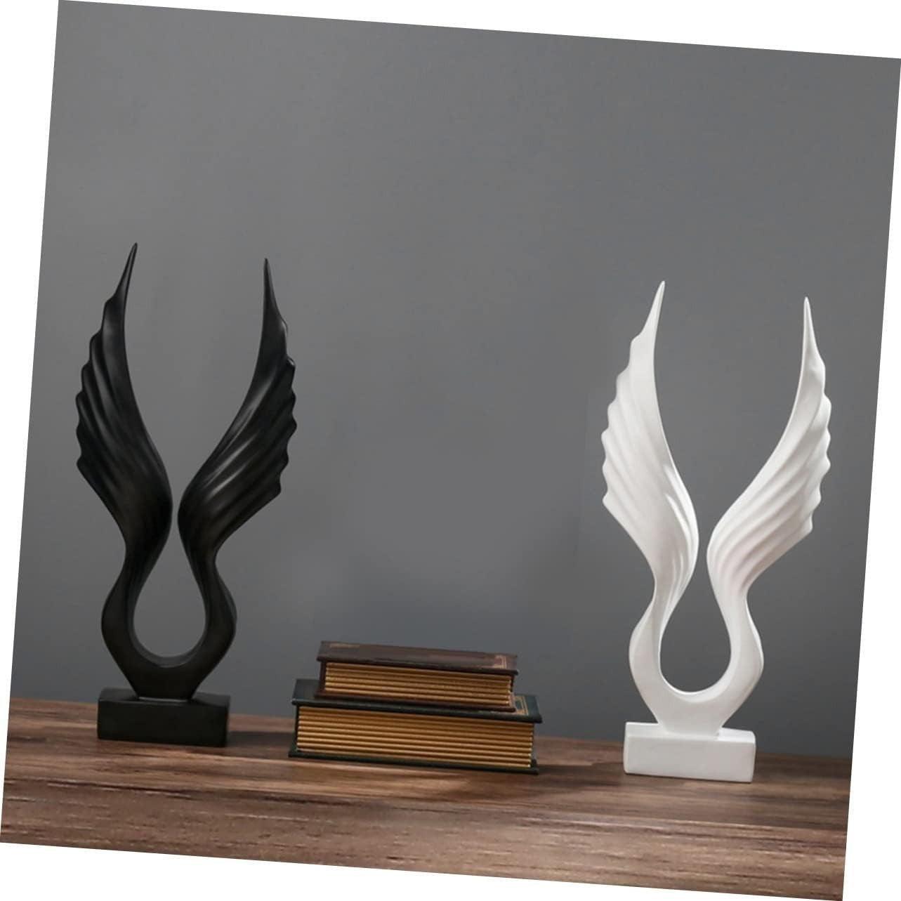 Black Angel Wing Resin Sculpture Modern Ornament for Home Table Shelf Decor