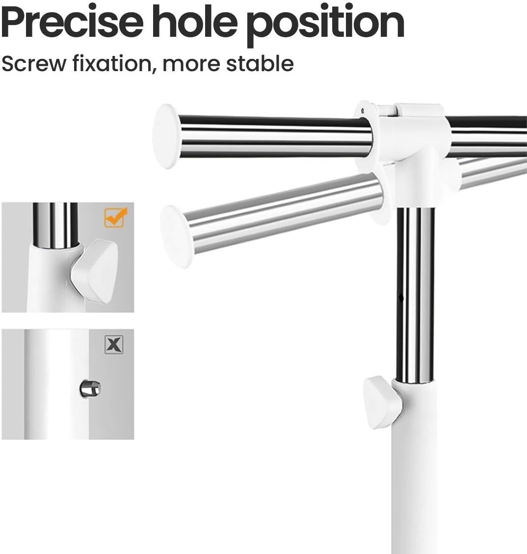 Heavy Duty Adjustable Clothes Rail with Wheels & Shelf – White