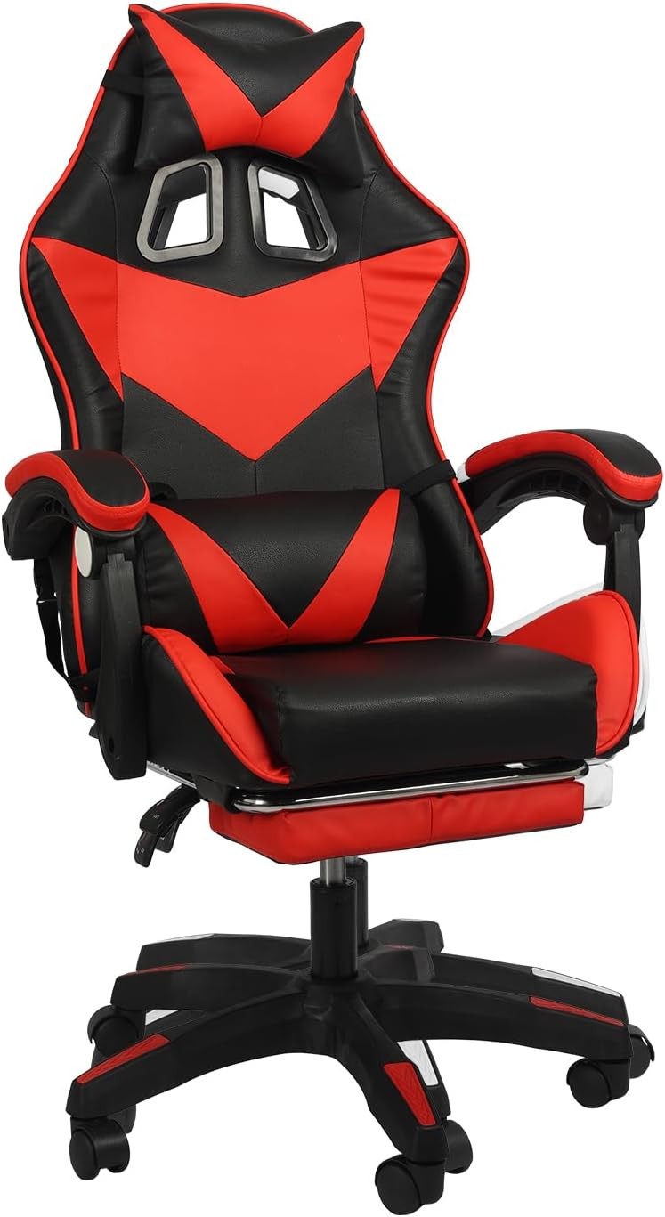Gaming Chair with Footrest, Lumbar Support, Headrest & Adjustable Office Chair