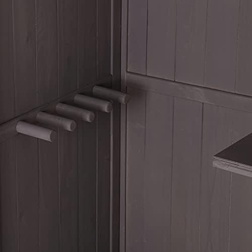 Tall Wooden Garden Storage Shed with Shelves & Hooks, Waterproof Steel Roof