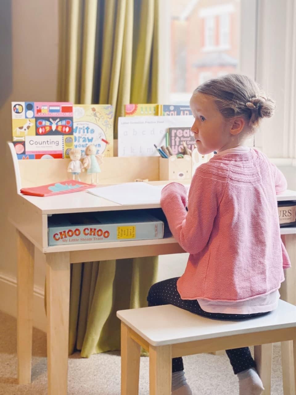 Children’s Desk & Chair Set with Storage Compartments & Pencil Organisers