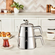 Turkish Tea Maker 3L Stainless Steel Teapot Set Induction Safe Kettle