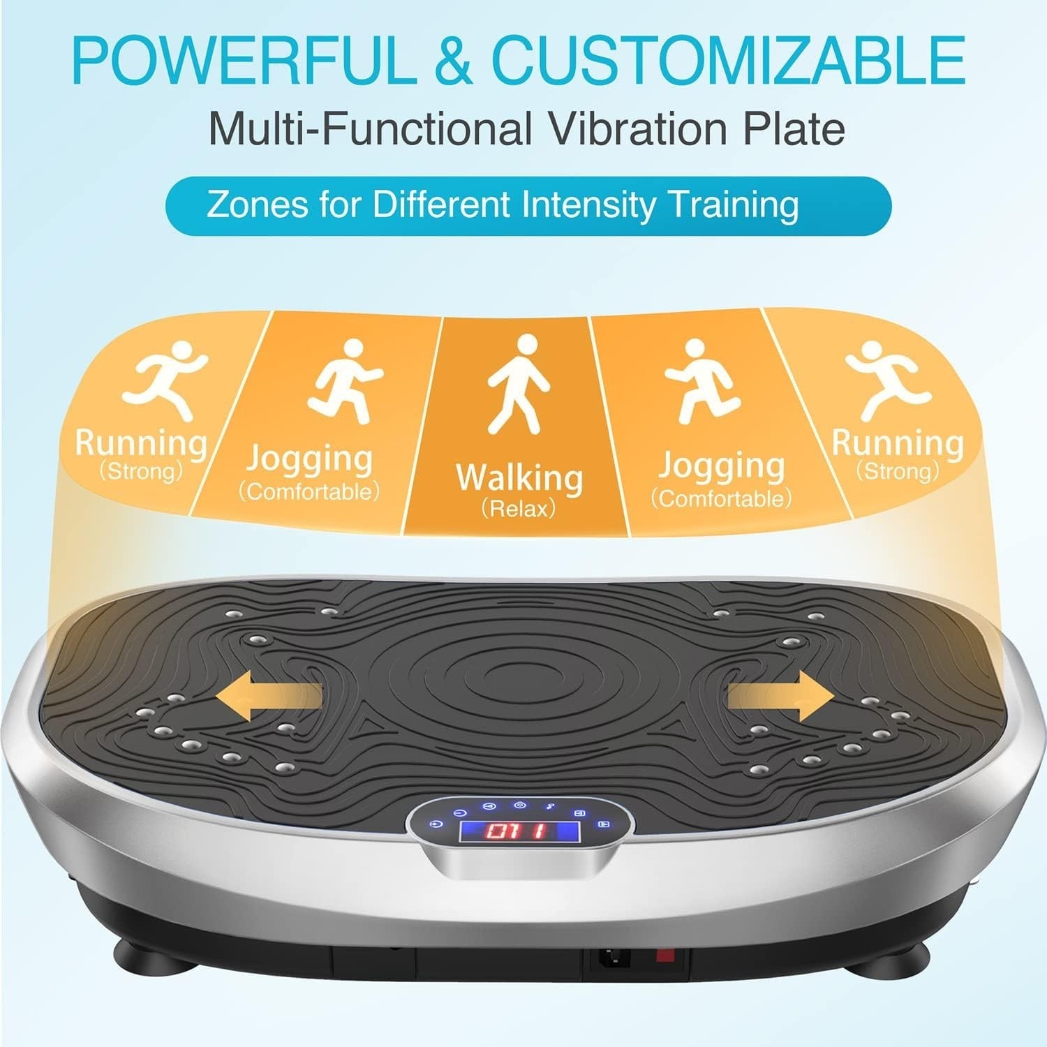Silver Vibration Plate Exercise Machine 120 Speeds Full Body Wellness