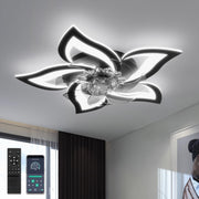 Black Ceiling Fan with Lights, 6 Speeds, Dimmable LED
