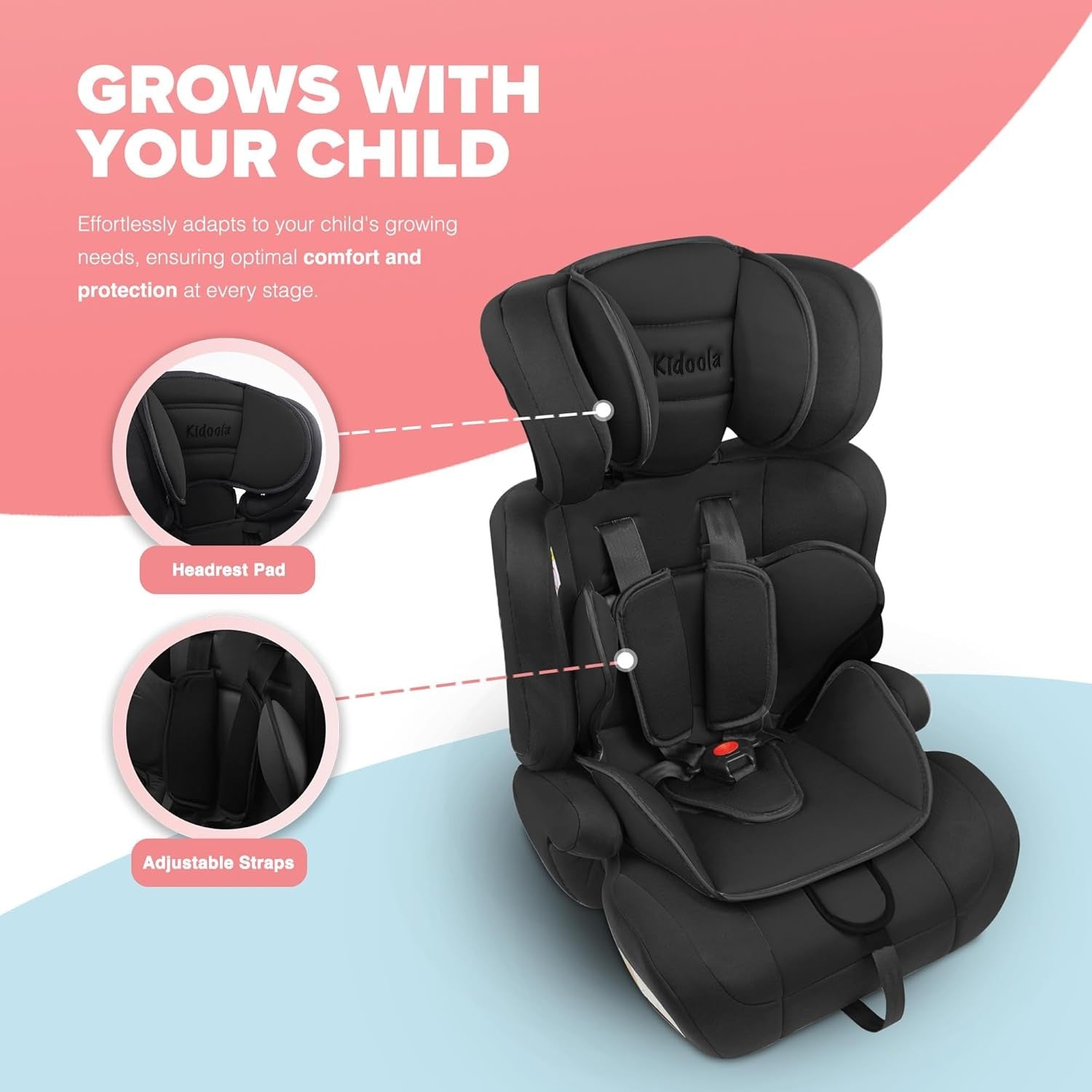 High Back Booster Car Seat for Kids Adjustable Headrest Safety Certified