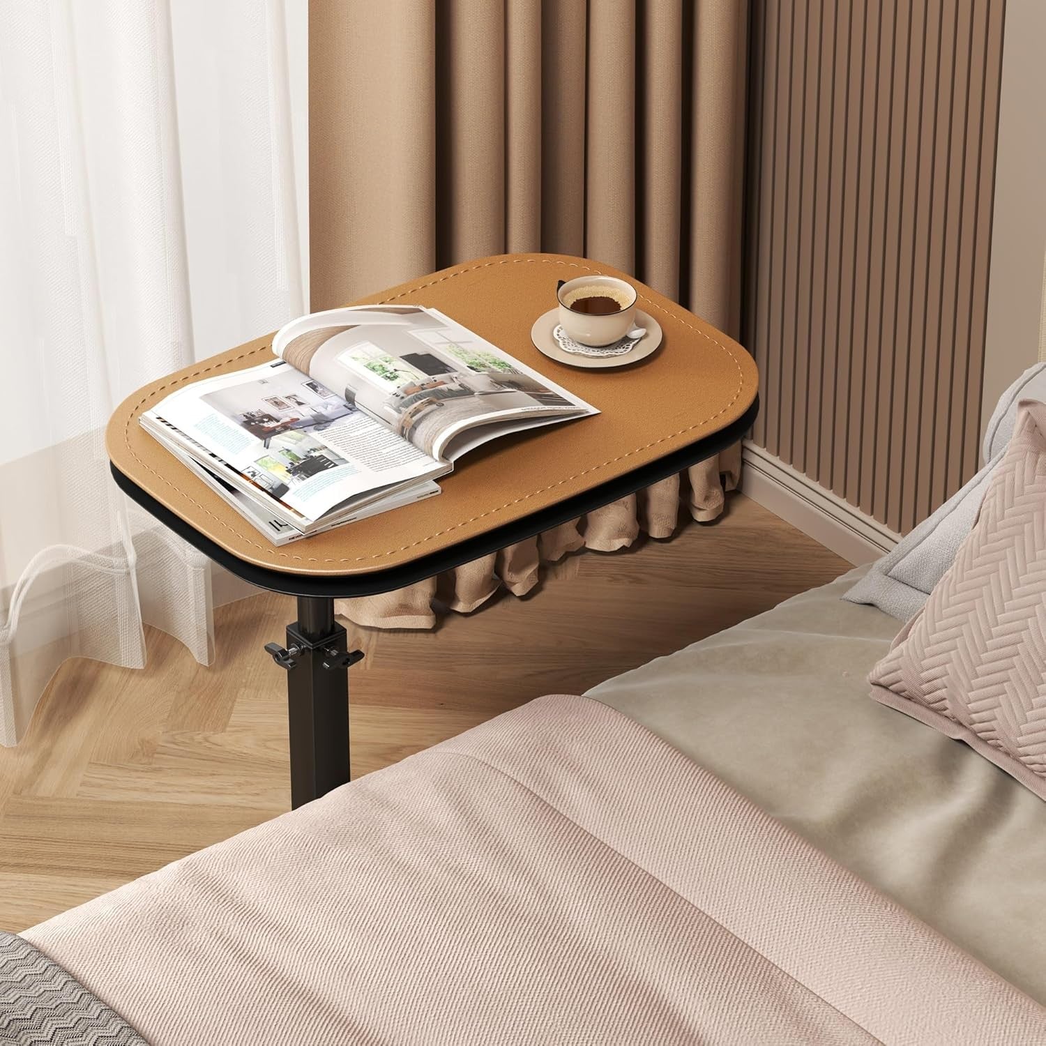 Adjustable C Shaped Side Table Bed Sofa Laptop Tray Height Adjustable
