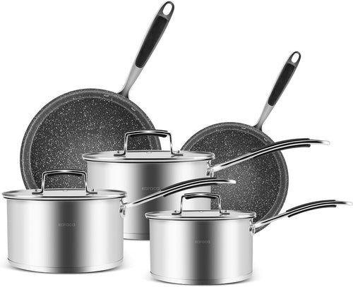 8pcs Stainless Steel Induction Cookware Set Non Stick Dishwasher Oven Safe