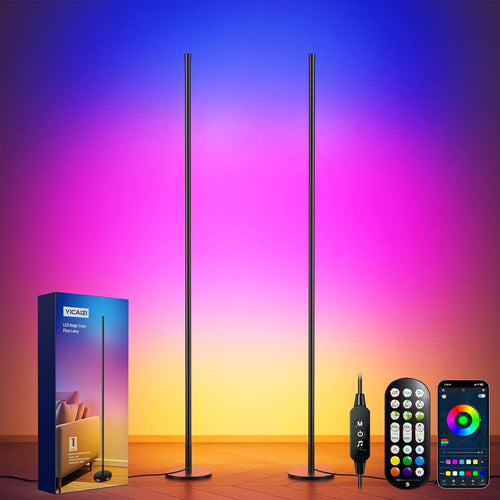 Smart RGB Corner Floor Lamp 2 Pack 160cm App Remote Music Sync Light