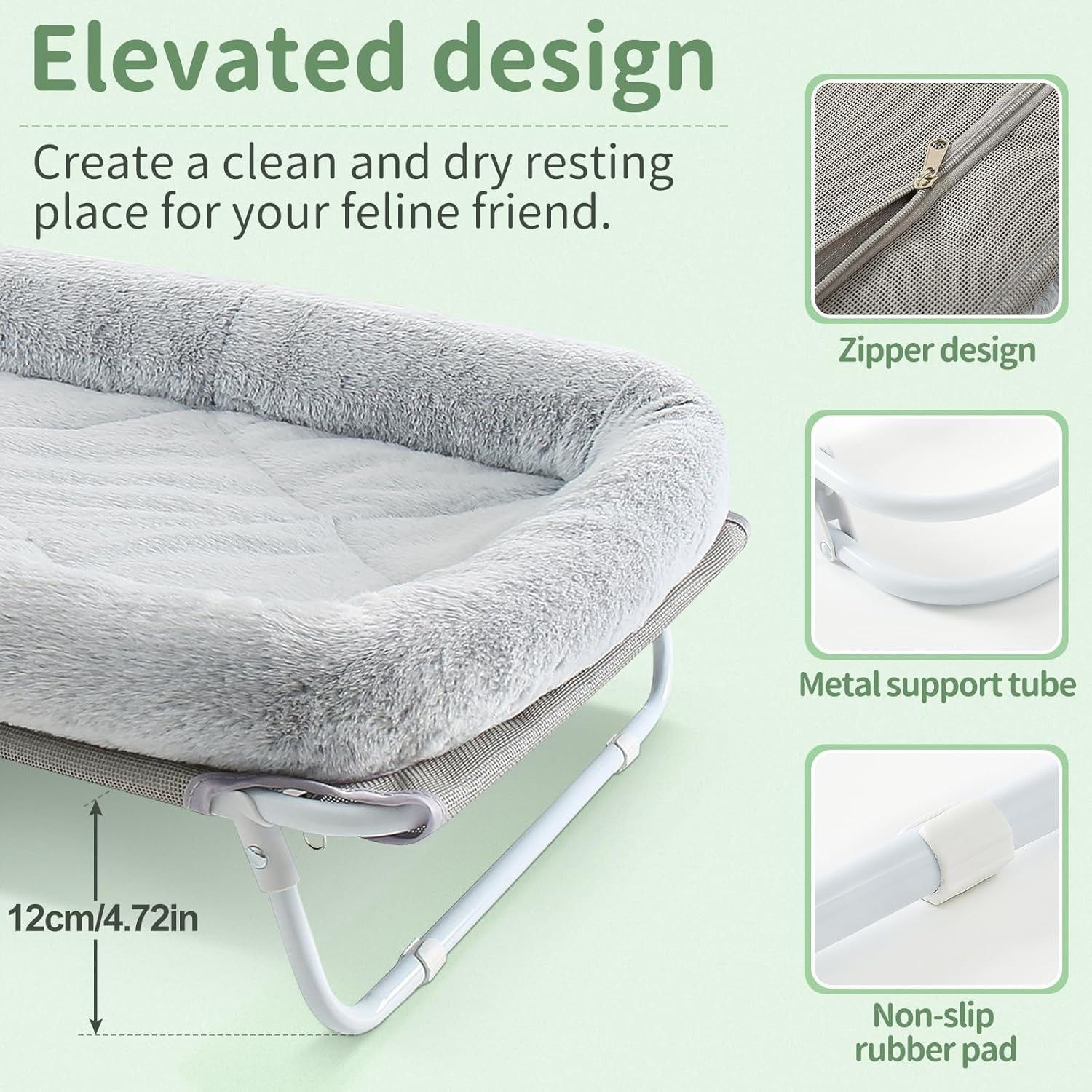 Raised Cat Bed Foldable Pet Hammock Elevated Kitten Puppy Cot Washable