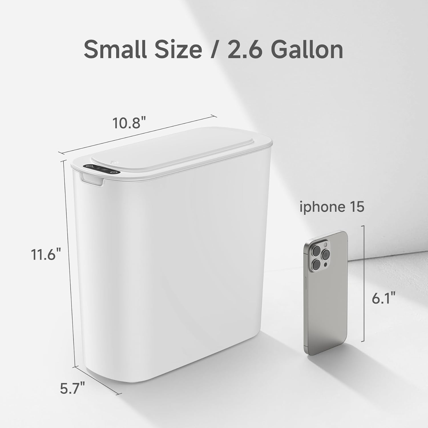 Automatic Touchless Bathroom Bin 2.6 Gallon Slim Motion Sensor White