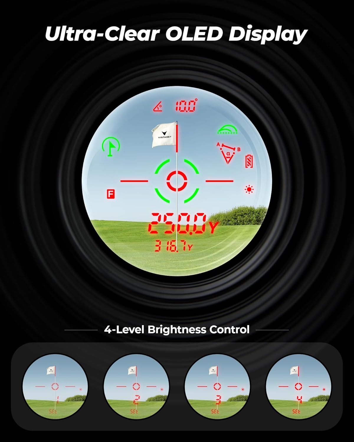 Golf Rangefinder 1200Y OLED 7X Slope Flag Lock Magnetic Rechargeable