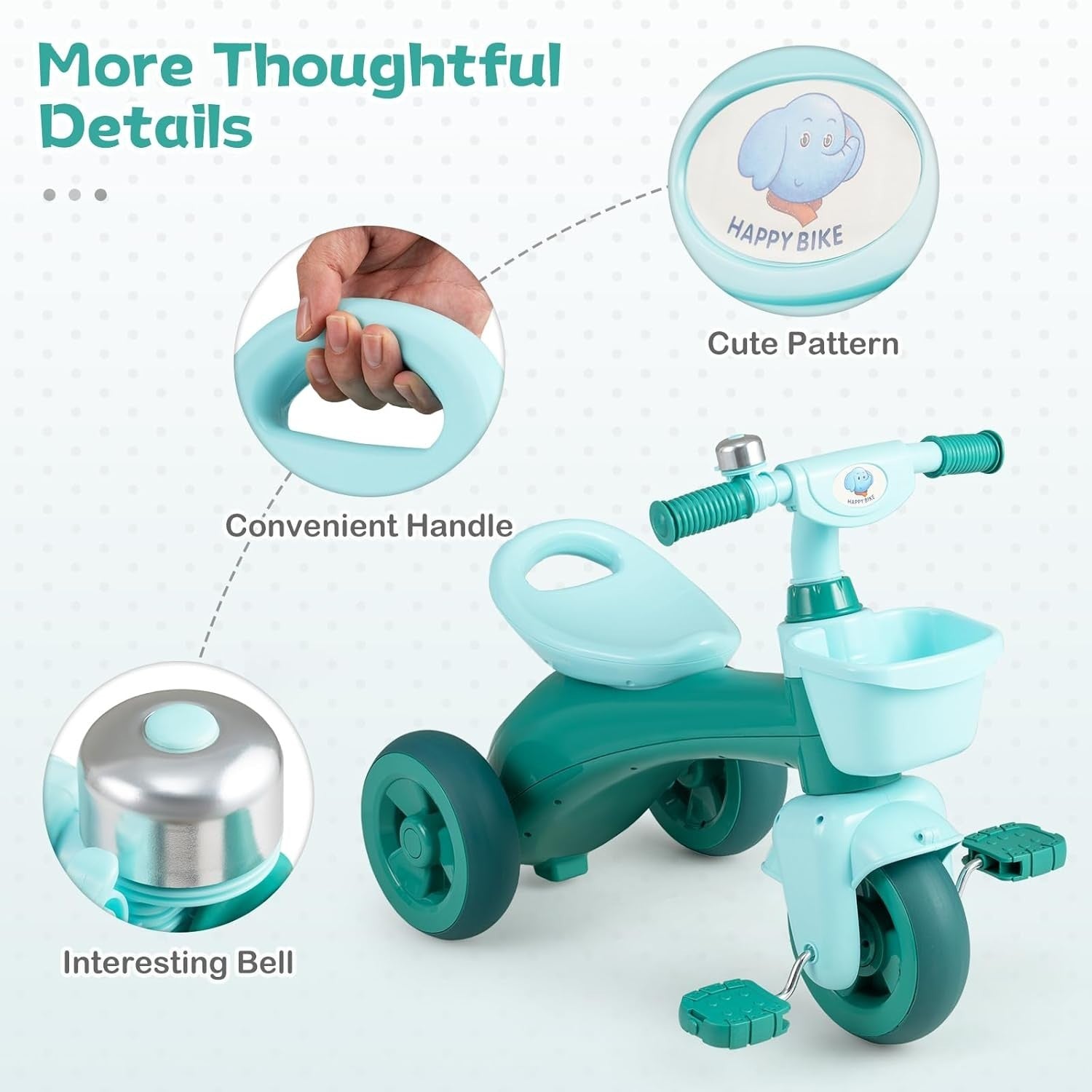 Toddler Tricycle 3 Wheel Kids Trike Balance Bike Basket Storage Age 3-5