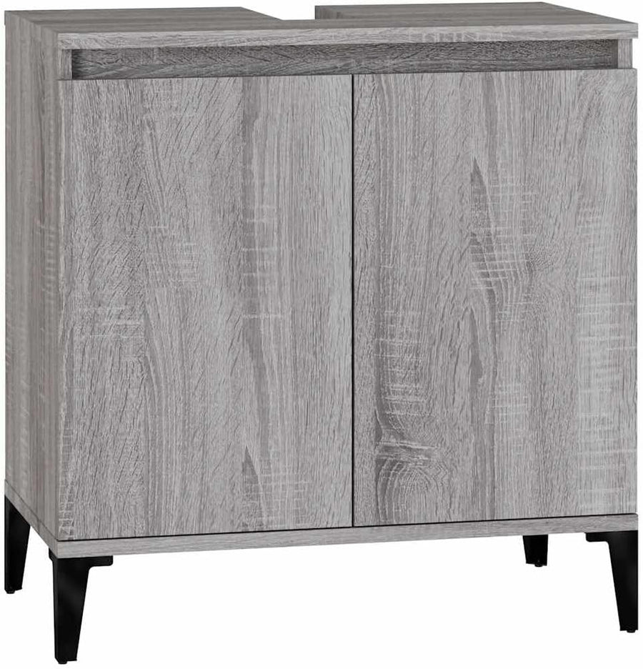 Grey Sonoma Bathroom Sink Cabinet | 58x33x60cm Modern Under Sink Storage