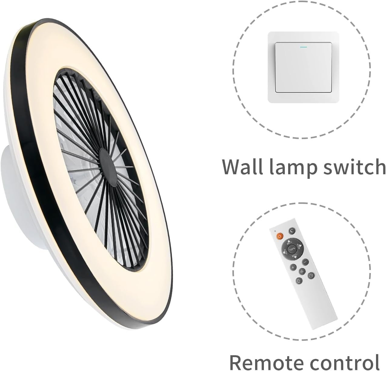 50CM LED Ceiling Fan Light, 24 Speeds, Dimmable, Remote, 3000K-5500K