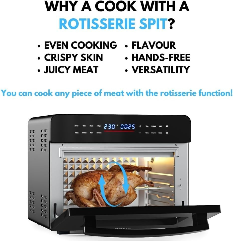 25L Air Fryer Oven Digital Rotisserie 10 Functions Convection Pizza Bake