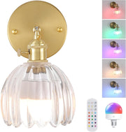 Wireless Rechargeable Wall Sconce with Remote, 12 RGB Colors & Dimmable