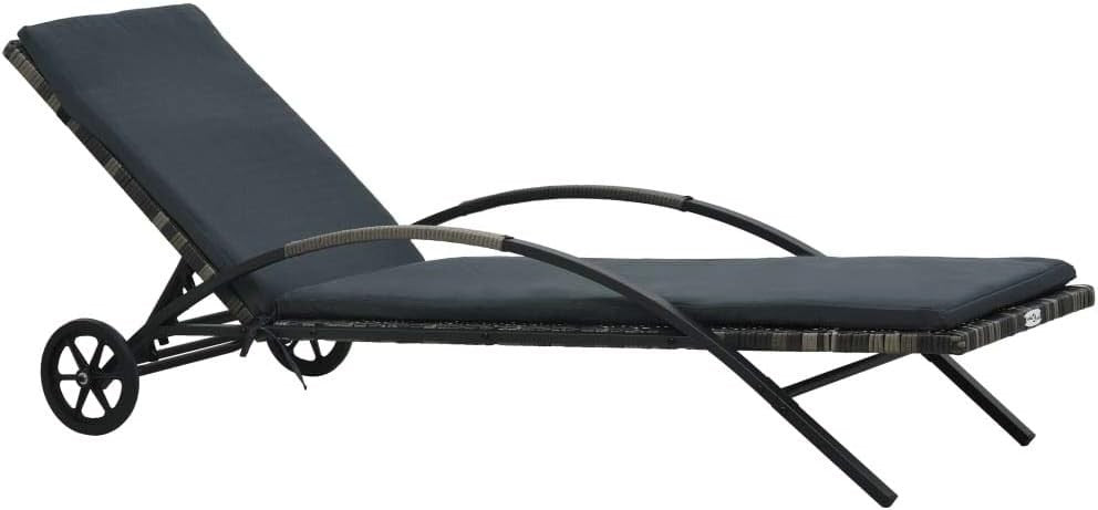 Weatherproof Rattan Sun Lounger with Adjustable Backrest & Cushioned Seat