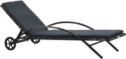 Weatherproof Rattan Sun Lounger with Adjustable Backrest & Cushioned Seat
